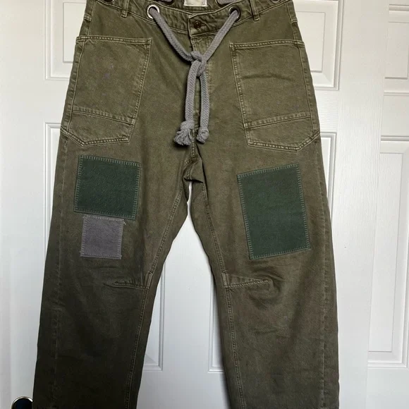 Free People WE THE FREE: Moxie Low Slung Pull on Patchwork Barrel Jeans(NWOT) - Picture 5 of 7